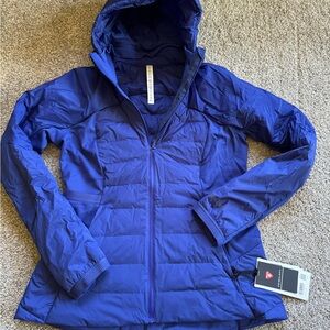 Women's Blue Hooded down for it all Jacket nwt